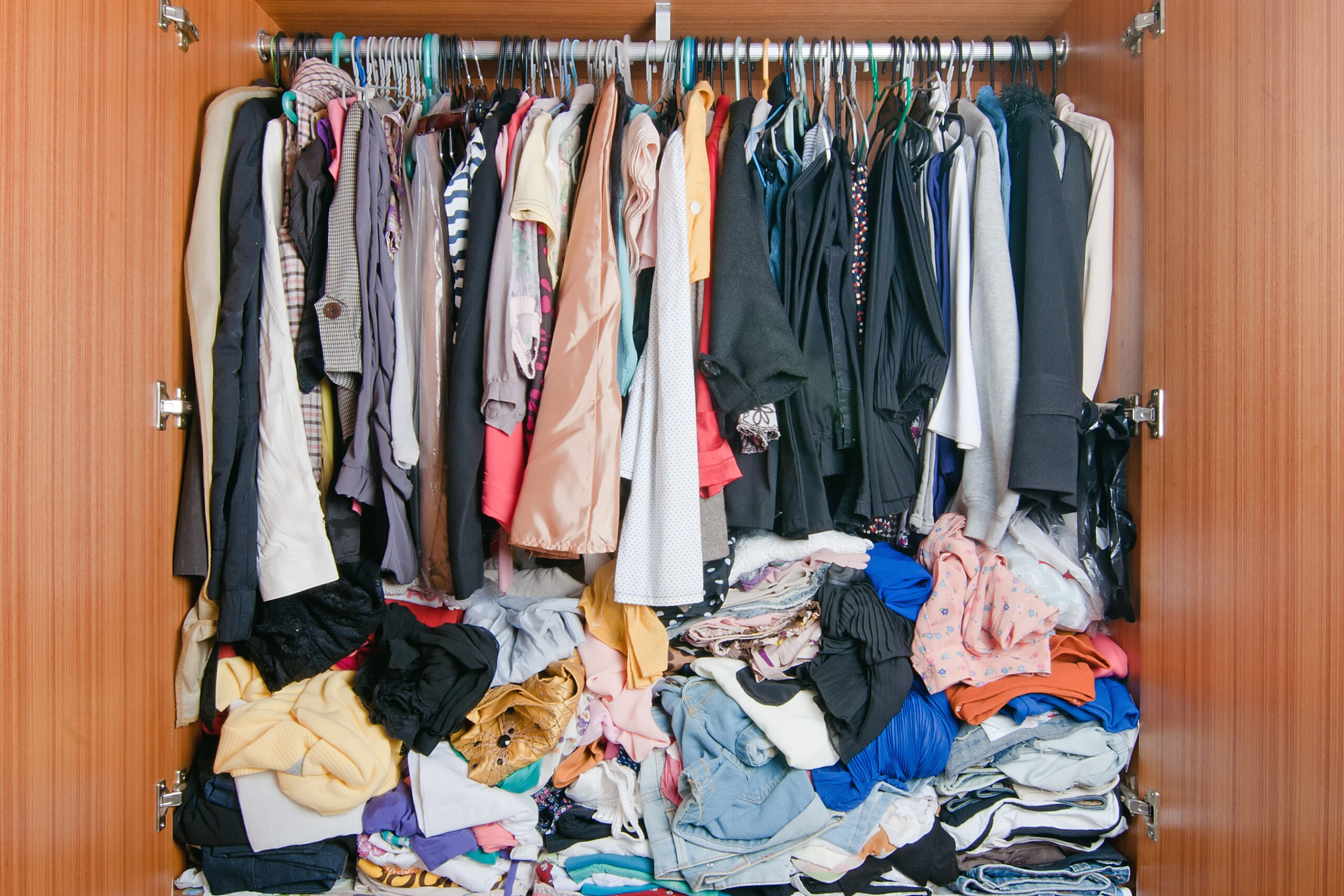 A messy closet.